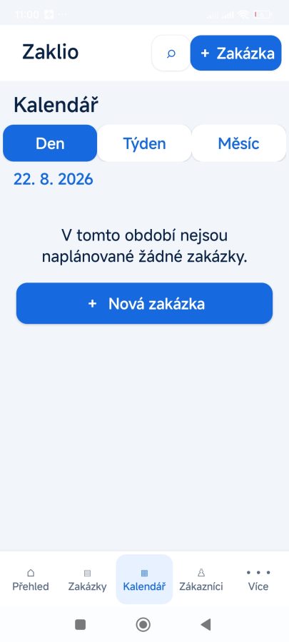 Detail zakázky — práce, materiál a čas